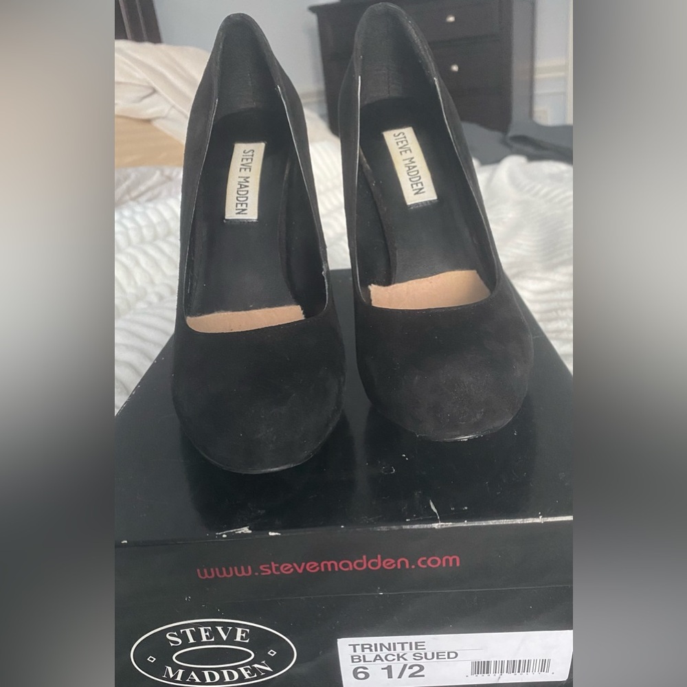 Steve Madden Black Suede 4” Platform Heels